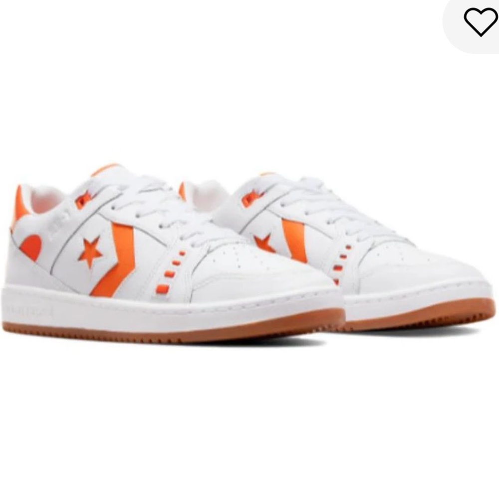 Converse White & Orange Star Low-Top Sneakers
